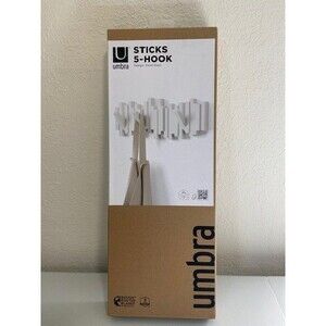 Umbra Picket Wall-mounted Modern Coat Rack Rail Hook W/5 Retractable Wood Pegs